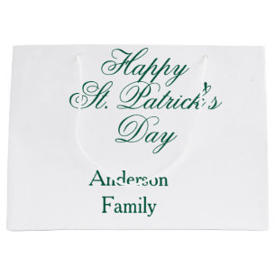 Happy St. Patrick's day family name green sminimal Large Gift Bag
