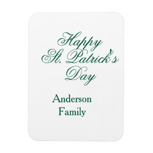 Happy St. Patrick's day family name green sminimal Magnet