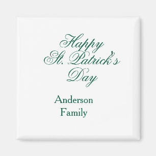 Happy St. Patrick's day family name green sminimal Magnet