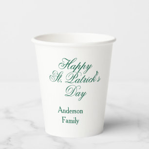 Happy St. Patrick's day family name green sminimal Paper Cups