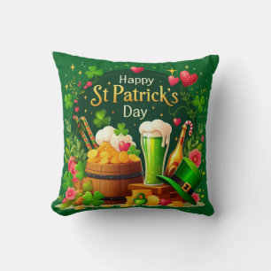 Happy St. Patrick's Day Festive Celebration Throw Pillow