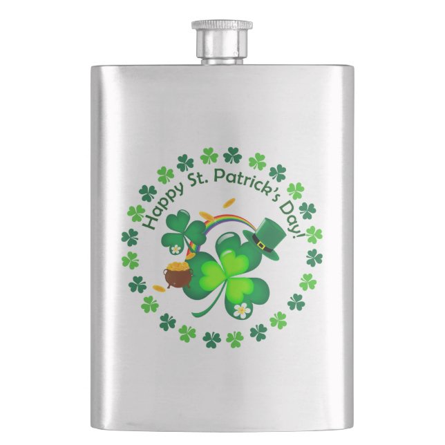 Happy St. Patrick's Day Flask (Front)
