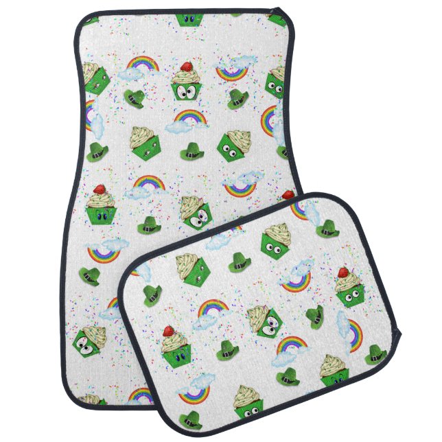 Happy St. Patrick's Day Floor Car Mats Cupcakes (Set)