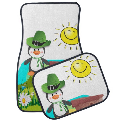 Happy St Patricks Day Floor Car Mats Penguin