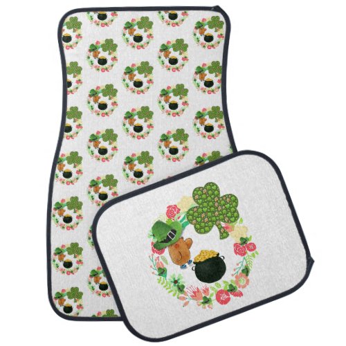 Happy St Patricks Day Floor Car Mats Teddy Bear