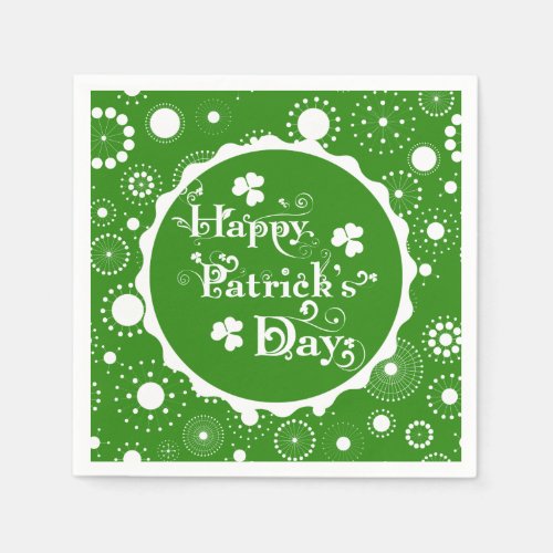 Happy St Patricks Day Floral Text Design 2 Paper Napkins