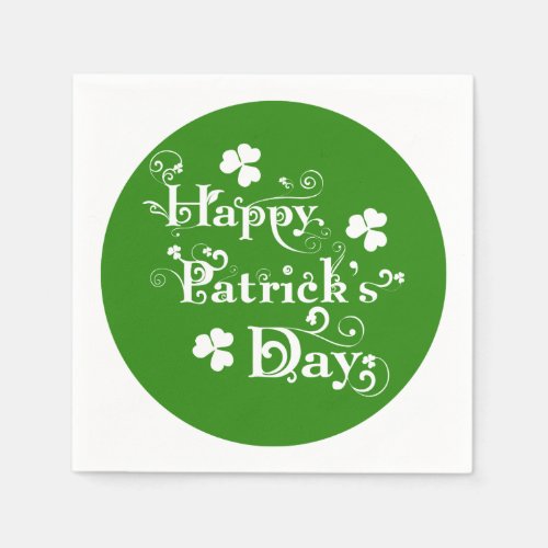 Happy St Patricks Day Floral Text Design 2a Paper Napkins