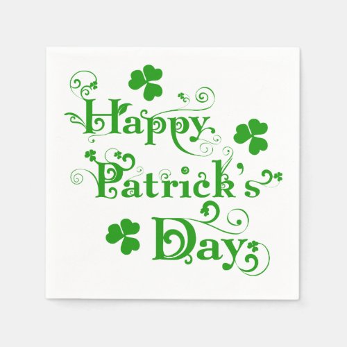 Happy St Patricks Day Floral Text Design 2b Paper Napkins