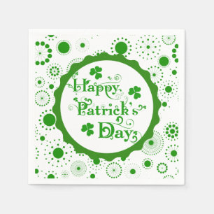 Happy St. Patrick's Day Floral Text Design Napkins
