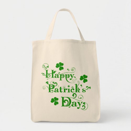 Happy St Patricks Day Floral Text Design Tote Bag