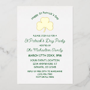 Happy St Patrick's Day Foil Invitation