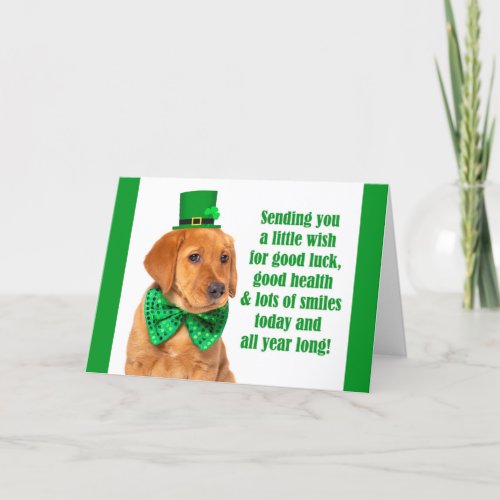 Happy St Patricks Day For Anyone Cute Lab Puppy Holiday Card