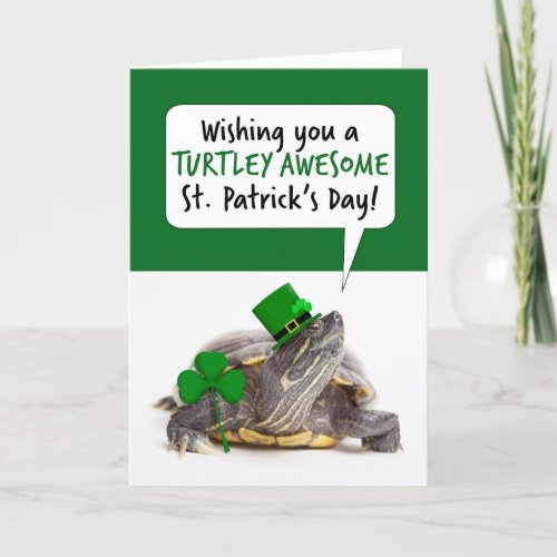 Happy St Patricks Day For Anyone Cute Turtle humor Holiday Card