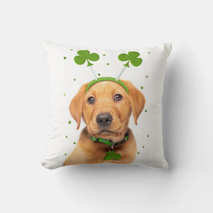 Happy St Patricks Day For Anyone Dog in Headband Throw Pillow