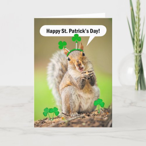 Happy St Patricks Day For Anyone Squirrel  Holiday Card