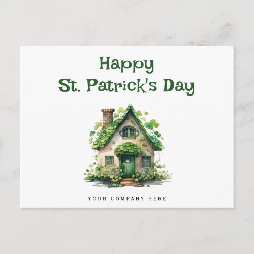 Happy St Patricks Day Four Leaf Clover Realty Holiday Postcard