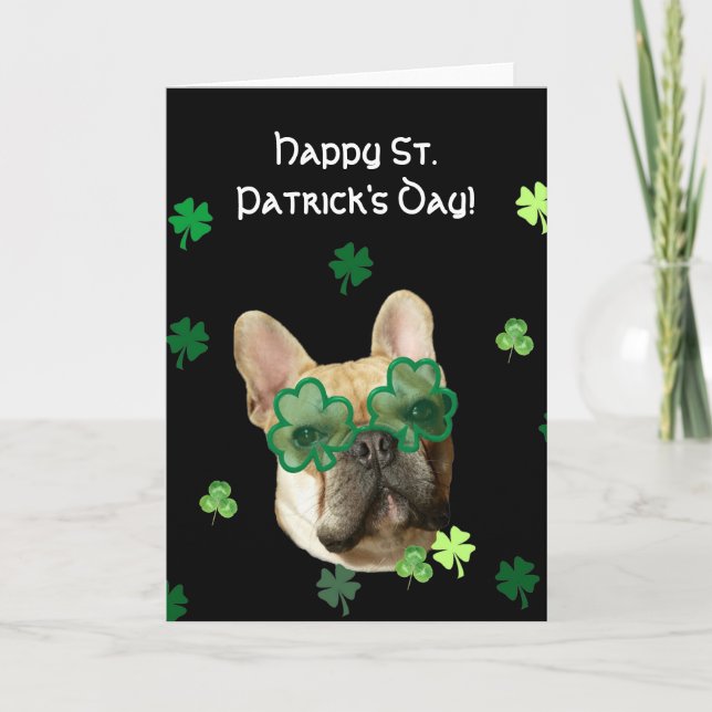 Happy St. Patrick's Day  French Bulldog card (Front)