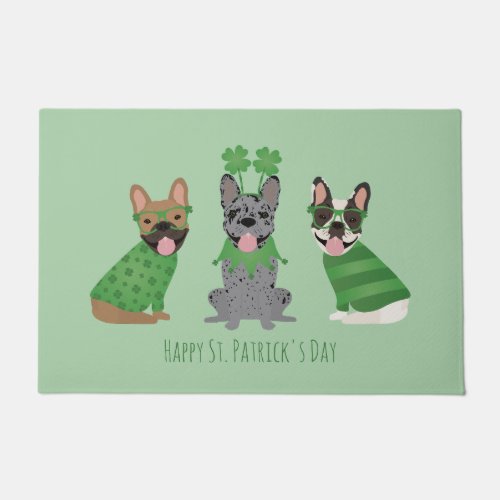 Happy St Patricks Day French Bulldogs Doormat
