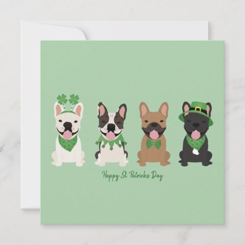 Happy St Patricks Day French Bulldogs Holiday Card
