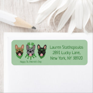 Happy St Patricks Day French Bulldogs Label
