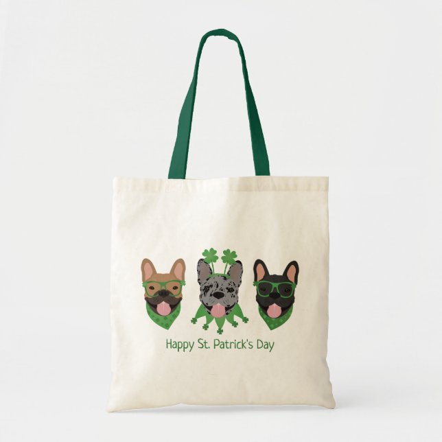Happy St Patricks Day French Bulldogs Tote Bag (Front)