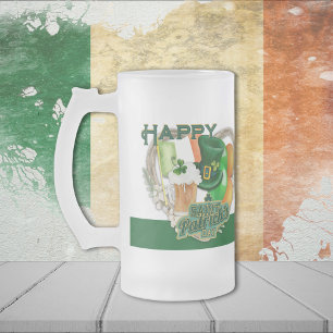 Happy St. Patrick's Day Frosted Glass Beer Mug