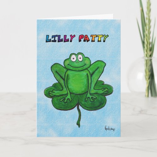 Happy St Patricks Day Funny Humor Frog Lilly Pad Card