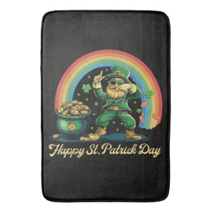 Happy St Patricks Day Funny Leprechaun Bath Mat