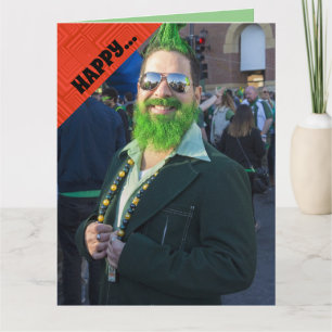 HAPPY ST.PATRICK'S DAY FUNNY MAN WITH GREEN HAIR  CARD