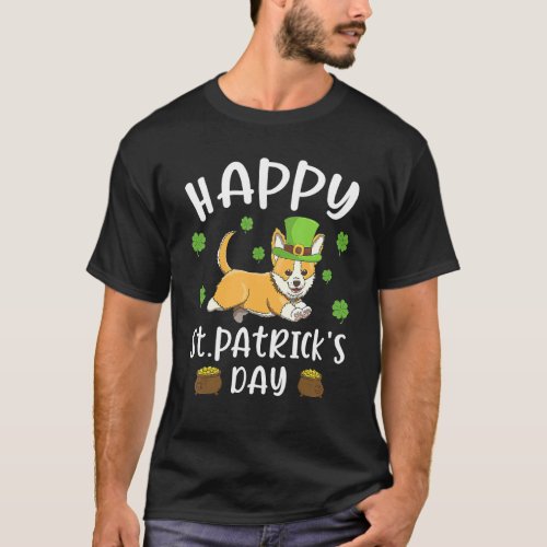 Happy St Patricks Day Funy Saint Patricks Corgi D T_Shirt