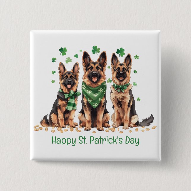 Happy St. Patrick's Day German Shepherd Dogs Button (Front)