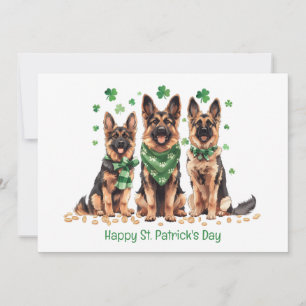 Happy St. Patrick's Day German Shepherd Dogs Holiday Card