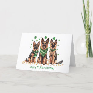 Happy St. Patrick's Day German Shepherd Dogs Holiday Card