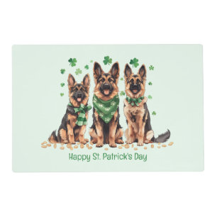 Happy St. Patrick's Day German Shepherd Dogs Placemat