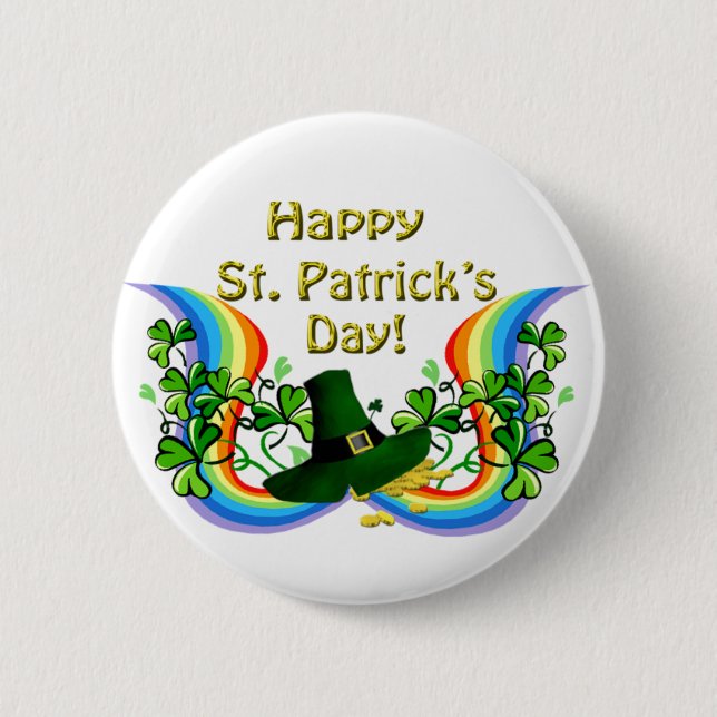 Happy St. Patrick's Day Gift Pinback Button (Front)