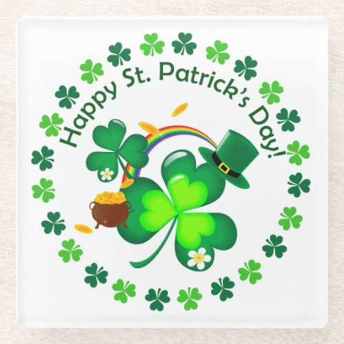 Happy St Patricks Day Glass Coaster
