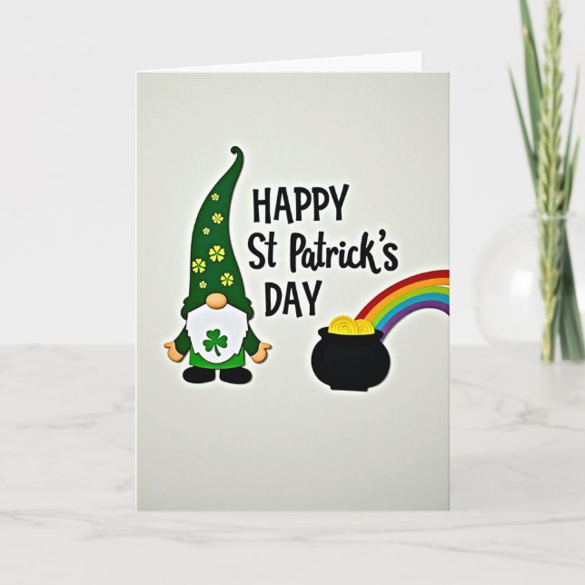 Happy St Patricks Day Gnome Card (Front)