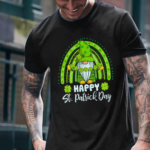 Happy St Patricks Day Gnome Tie Dye Shamrock T_Shirt