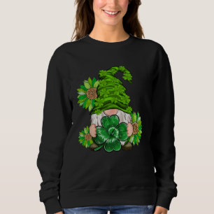 Happy St Patrick's Day Gnome with Leopard Sunflowe Sweatshirt