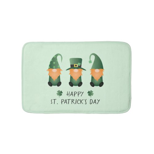 Happy St Patricks Day Gnomes Green Bath Mat