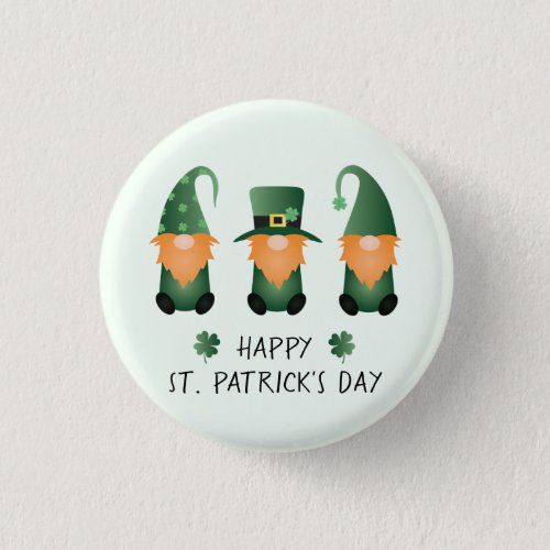 Happy St Patricks Day Gnomes Green Button