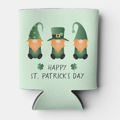 Happy St Patricks Day Gnomes Green Can Cooler
