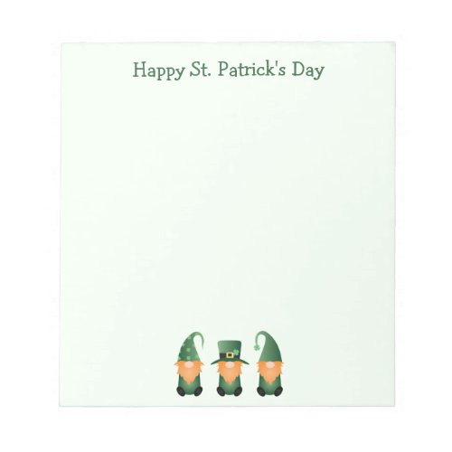 Happy St Patricks Day Gnomes Green Notepad