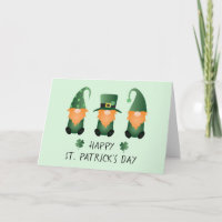 Happy St Patricks Day Gnomes Green Orange Card