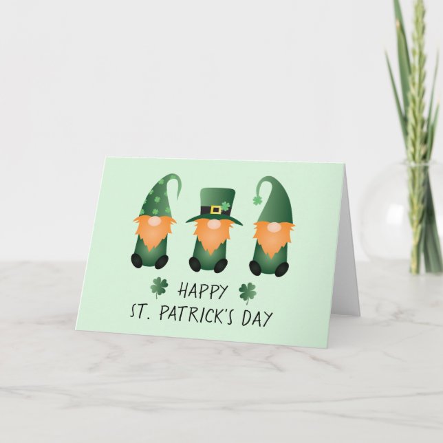 Happy St Patricks Day Gnomes Green Orange Card (Front)