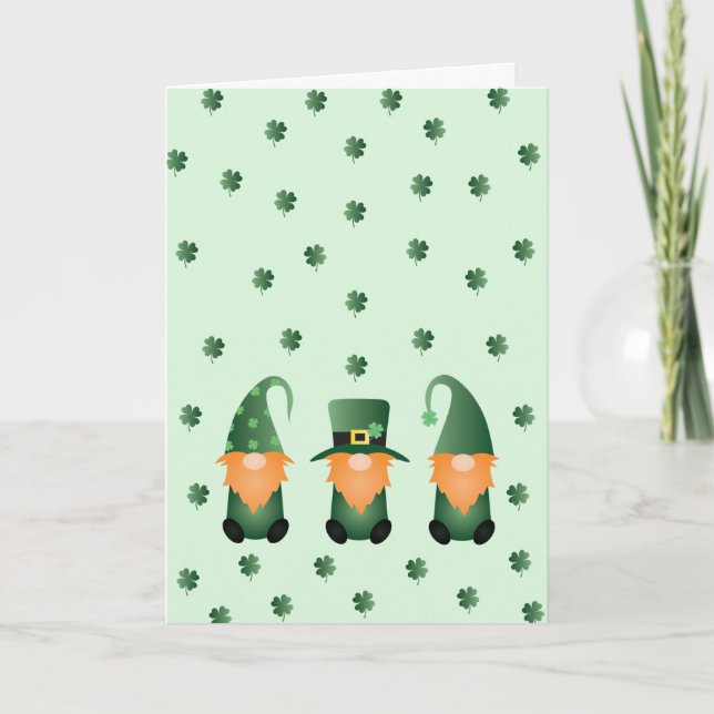 Happy St Patricks Day Gnomes Green Orange Card (Front)