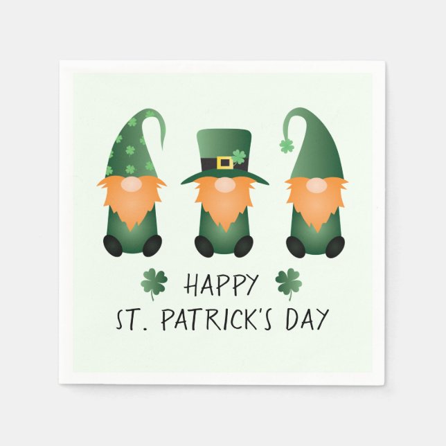 Happy St Patricks Day Gnomes Green Orange Napkins (Front)
