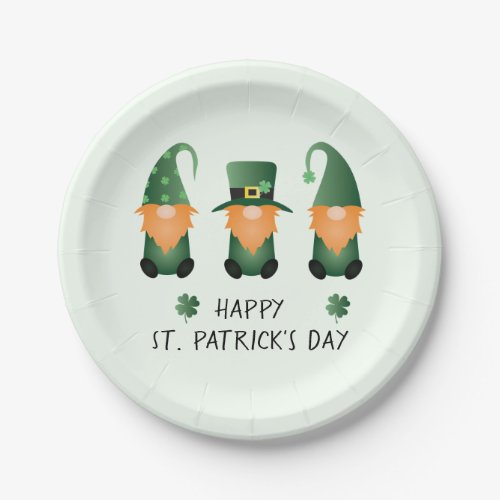 Happy St Patricks Day Gnomes Green Orange Paper Plates