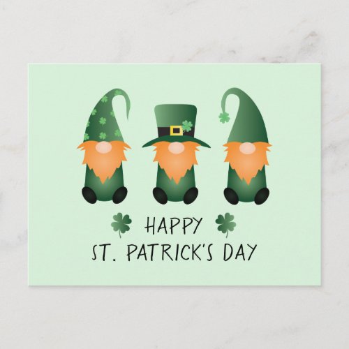 Happy St Patricks Day Gnomes Green Orange Postcard