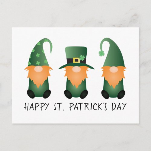 Happy St Patricks Day Gnomes Green Orange Postcard